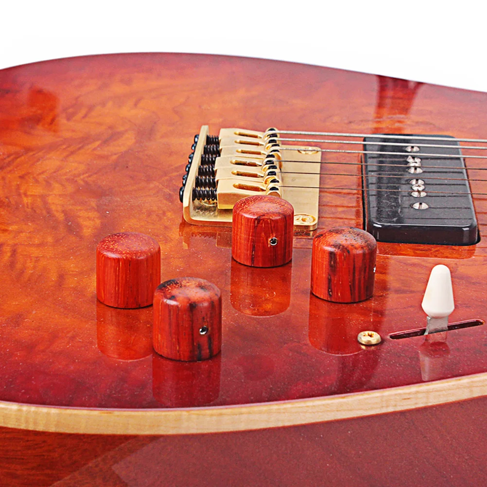 

4pcs Rosewood Knobs For Guitar Amplifier Replacement Fit Split Shaft Pots Electric Bass Control Upgrade Tools Red