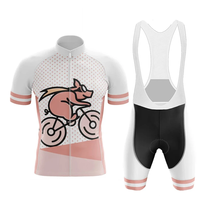 Cartoon Pink Pig Cycling Jersey Set 2022 Summer Bicycle Cycling Clothing MTB Bike Clothes Uniform Men Wear Maillot Ropa Ciclismo