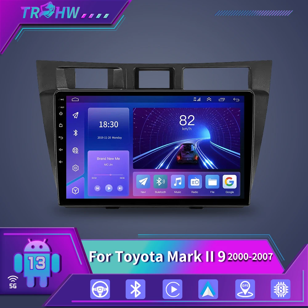 

For Toyota Mark II 9 X100 2000 - 2007 Car Radio Multimedia Video Player Navigation GPS Android 13 2Din 8G+128GB