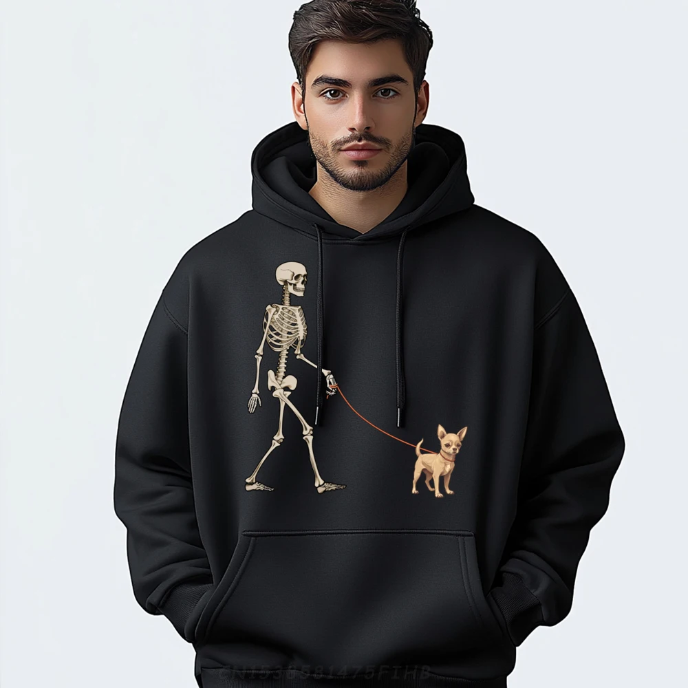 

Funny Chihuahua Skeleton Dog Walking Halloween Dog Polyester Fiber Graphic Tees Fall Men's Clothing Deals