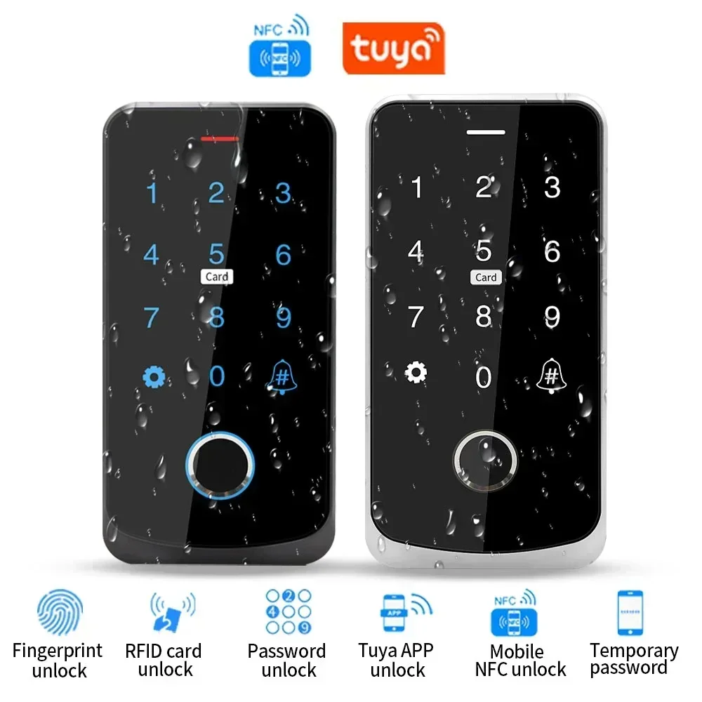 Imagem -02 - Impermeável Biométrico Fingerprint Touch Backlight Access Control Teclado Rfid 13.56mhz Tuya App Controle Leitor de Cartão