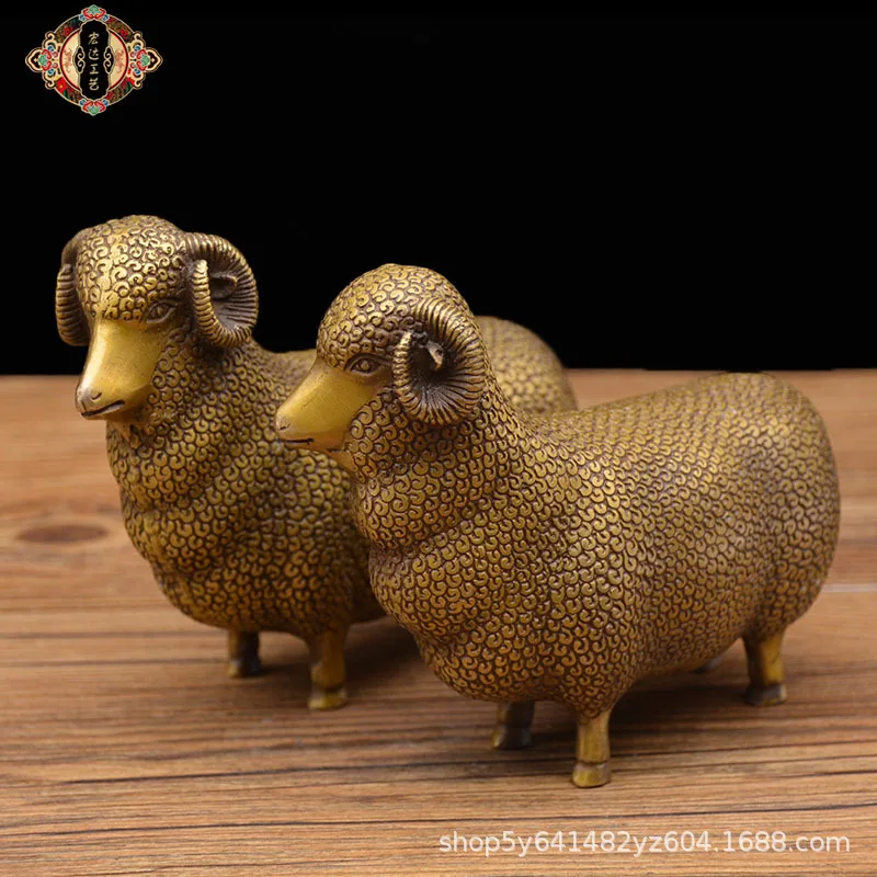 . Collect Chinese Bronze Fengshui Twelve Zodiac Animal sheep sheep Statue
