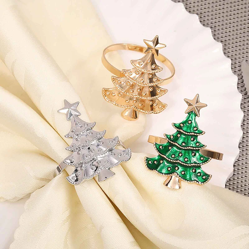 6Pcs Christmas Napkin Rings Xmas Tree Ornaments Christmas Ho