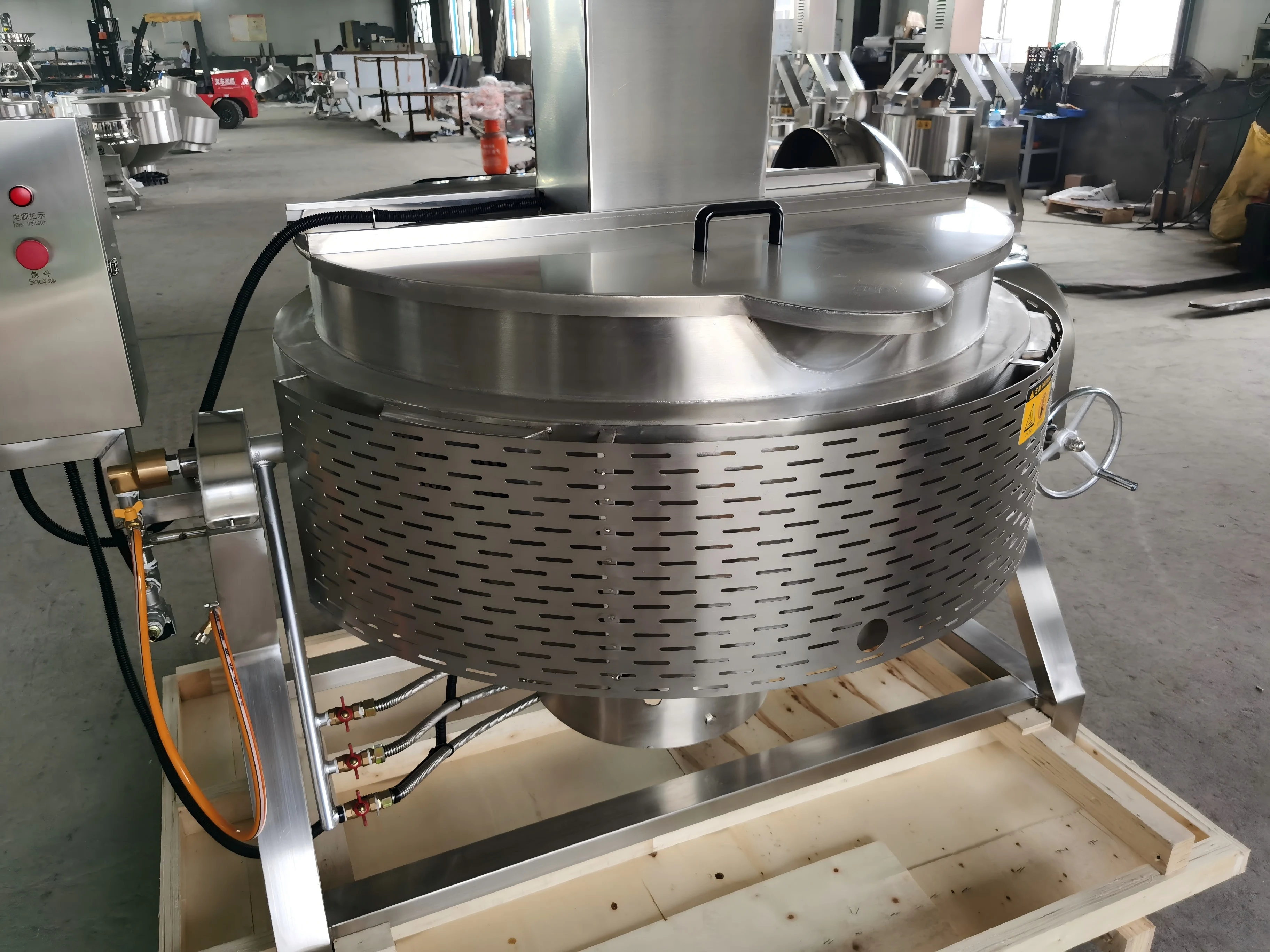 500L Stainless Steel Tilting Steam  Gas/electric-Heated Jacketed Cooking Kettle with Mixing Agitator