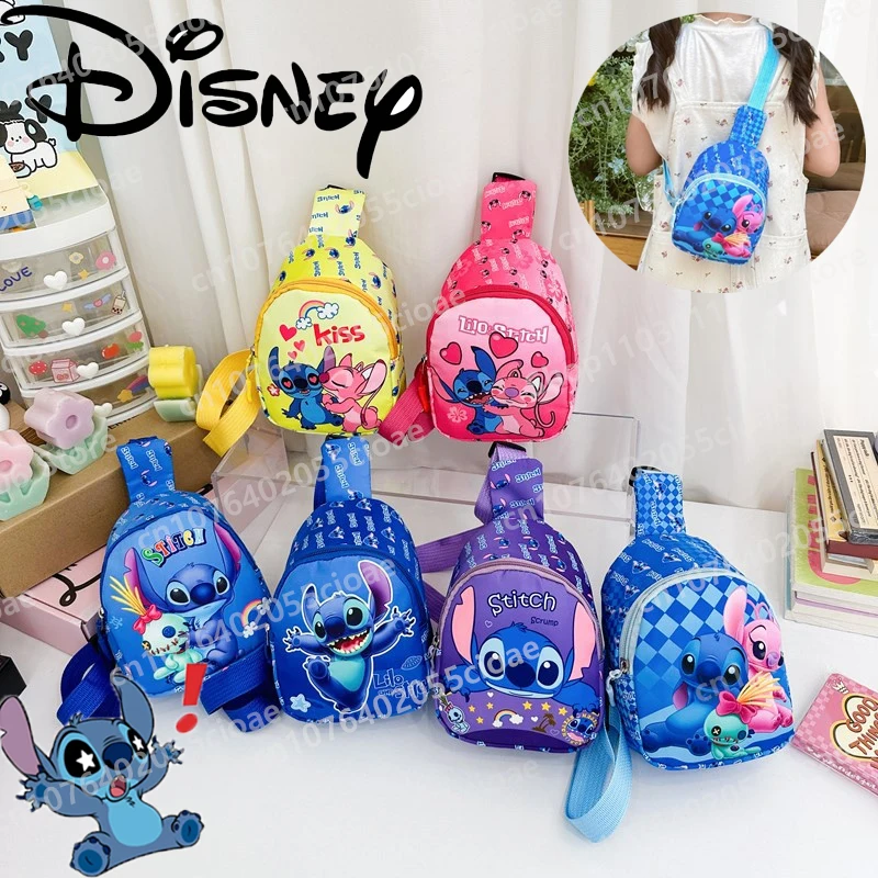 Disney Anime Blue Stitch Chest Bag Children's Bag Cartoon Boys Crossbody Shoulder Bag Girls Small Backpack Kids Birthday Gifts