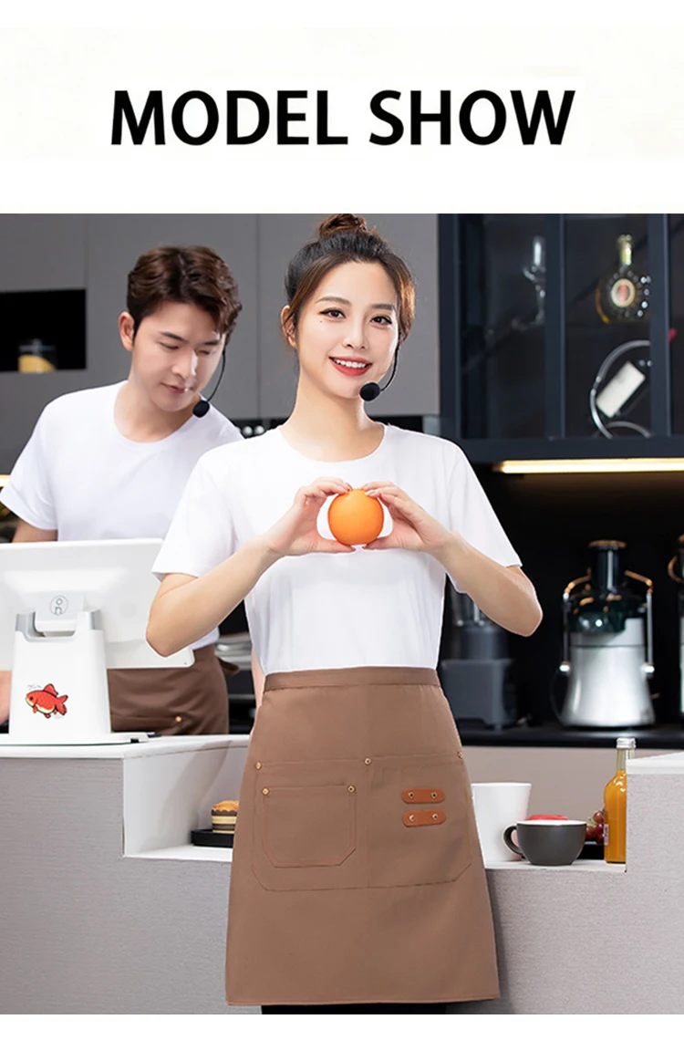 

Classic Canvas Half Apron Coverall Durable Waist Apron with Pockets Multi-Purpose for Bakery Cafe Florist and Supermarket