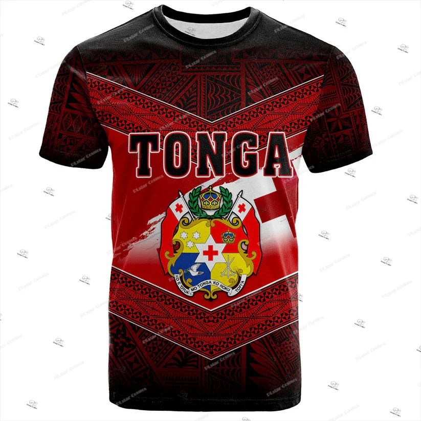 Custom Name Country Tonga Polynesia Islands Hibiscus Retro Tattoo T-Shirts 3DPrint Summer Unisex Harajuku Casual Short Sleeves 0
