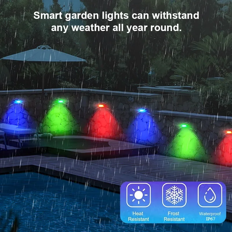 أضواء حائط RGBIC بطول 300 قدم IP67 مقاومة للماء، تحكم في التطبيق مع مزامنة الموسيقى والمؤقت، إضاءة سطح السفينة الخارجية لحديقة فناء الشرفة #4