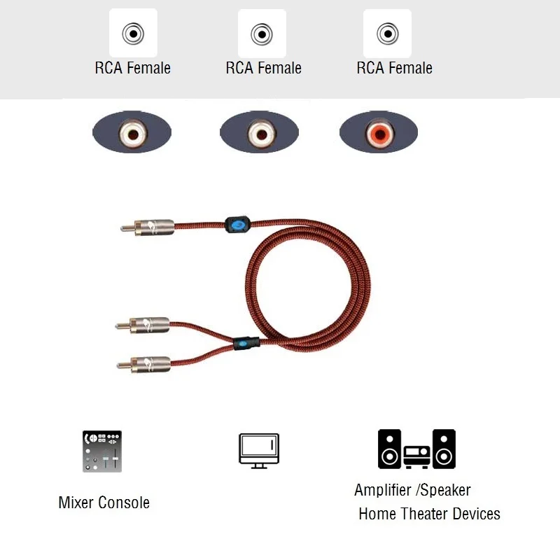 Hifi Audio Cable RCA to 2 RCA Male for Subwoofer Amplifier DVD TV Home Stereo Speaker 2 RCA OFC Splitter Y Cords 1m 2m 3m 5m