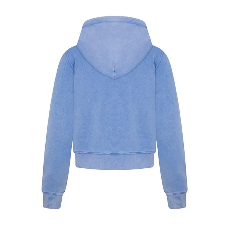 WESTSHAN Retro Washed Distressed Hooded Sweatshirt For Women Autumn Winter Travel Holiday Street Slim-Fit Crop Hoodie