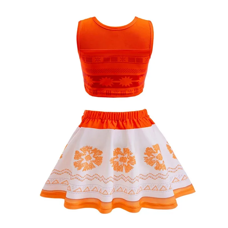 3Pcs/Set New Arrive Girls Princess Moana Swimsuit Children's Vintage Print Holiday Beach Party Swimwear Baby Bikini Swimsuits