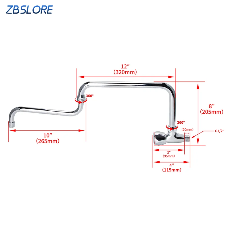 Rubinetto da cucina pieghevole Rubinetto per riempire pentole Rubinetto per riempire pentole per montaggio a parete commerciale