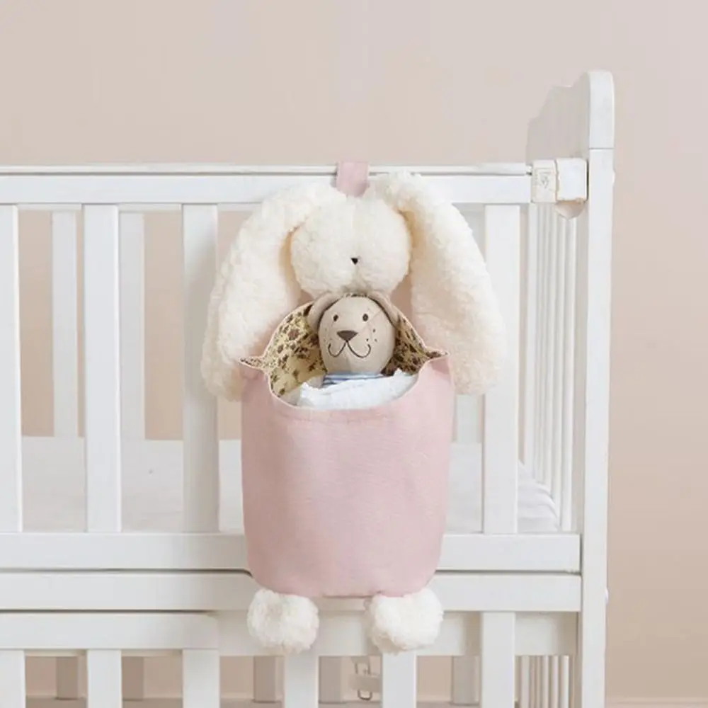 Cotton Rabbit Shape Storage Bag Hangable Cartoon Newborn Bed Headboard Organizer Decorative Large Capacity Baby Crib Storage Bag