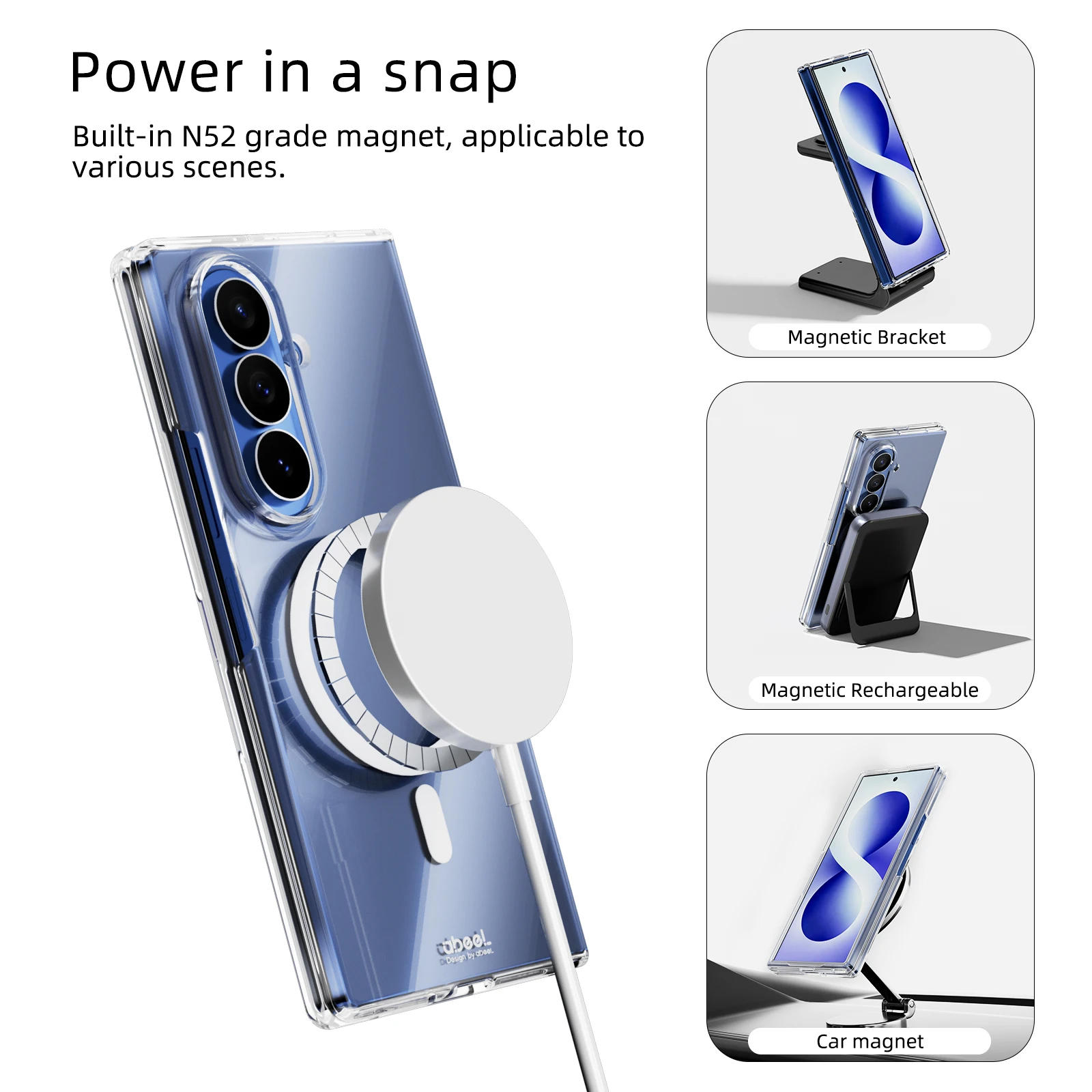 Magnetic Wireless Charging Transparent PC Anti Drop Case For Samsung Galaxy Z Fold 8 7 6 5 4 Transparent Shockproof Back Cover
