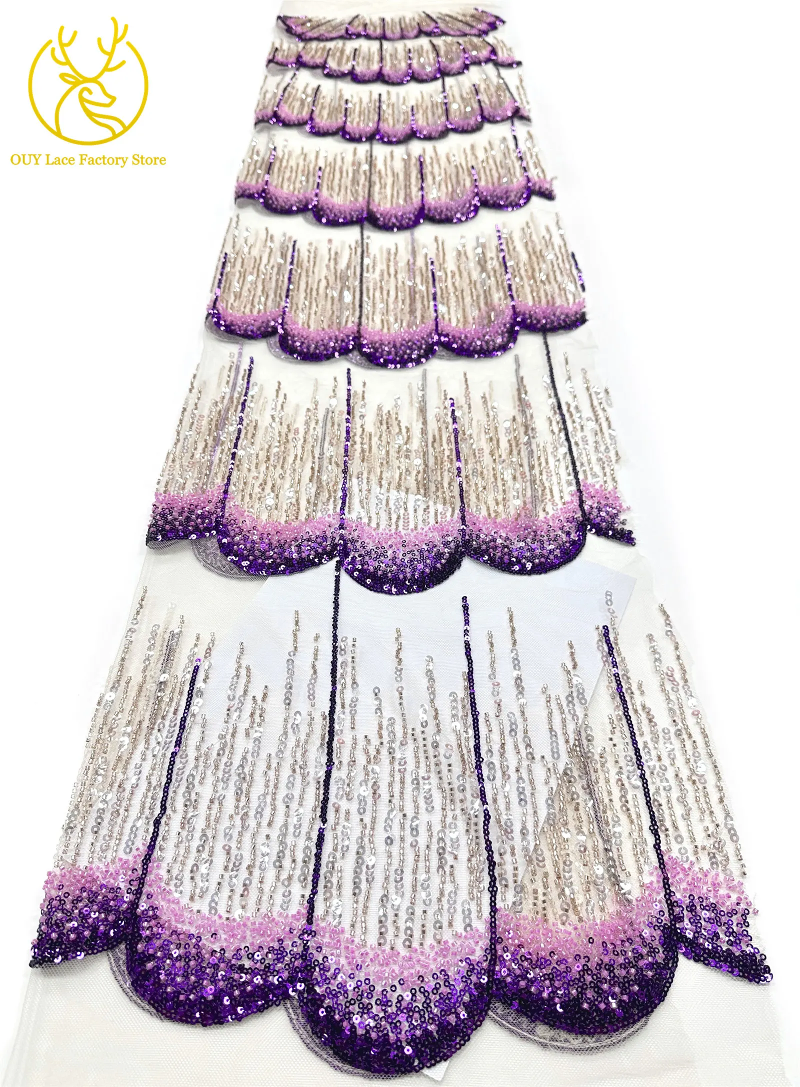 2026 Neues Design Elegante Modische Afrikanische Pailletten-Perlen-Spitzenstoffe Nigerianische Französische Tüll-Stickerei-Spitze für Braut- und Hochzeitskleidung – Detail 13