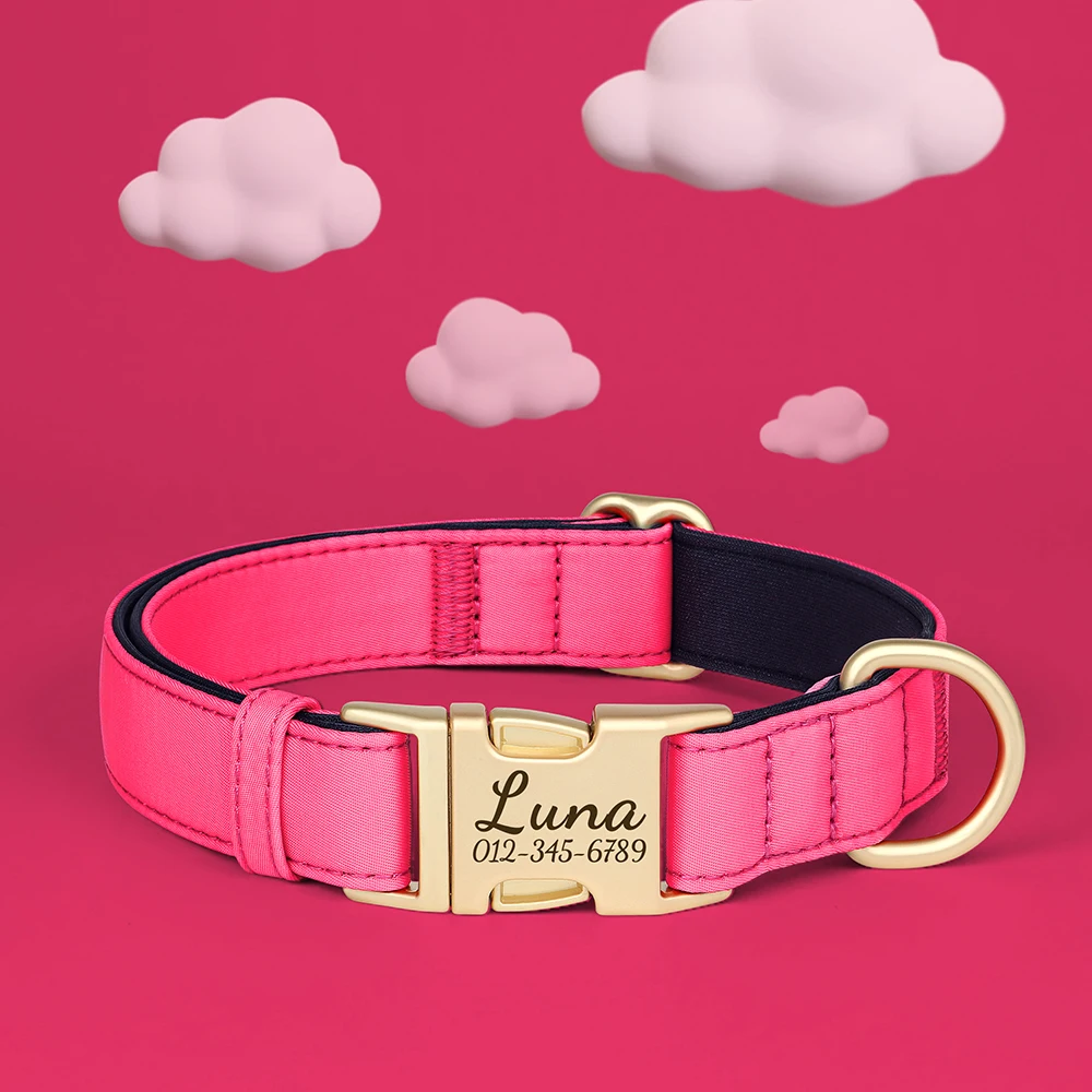 Personalized Dog Collar Customized Dogs Buckle Collars Colorful Pet Necklace Anti-lost for Small Medium Large Dogs Labrador