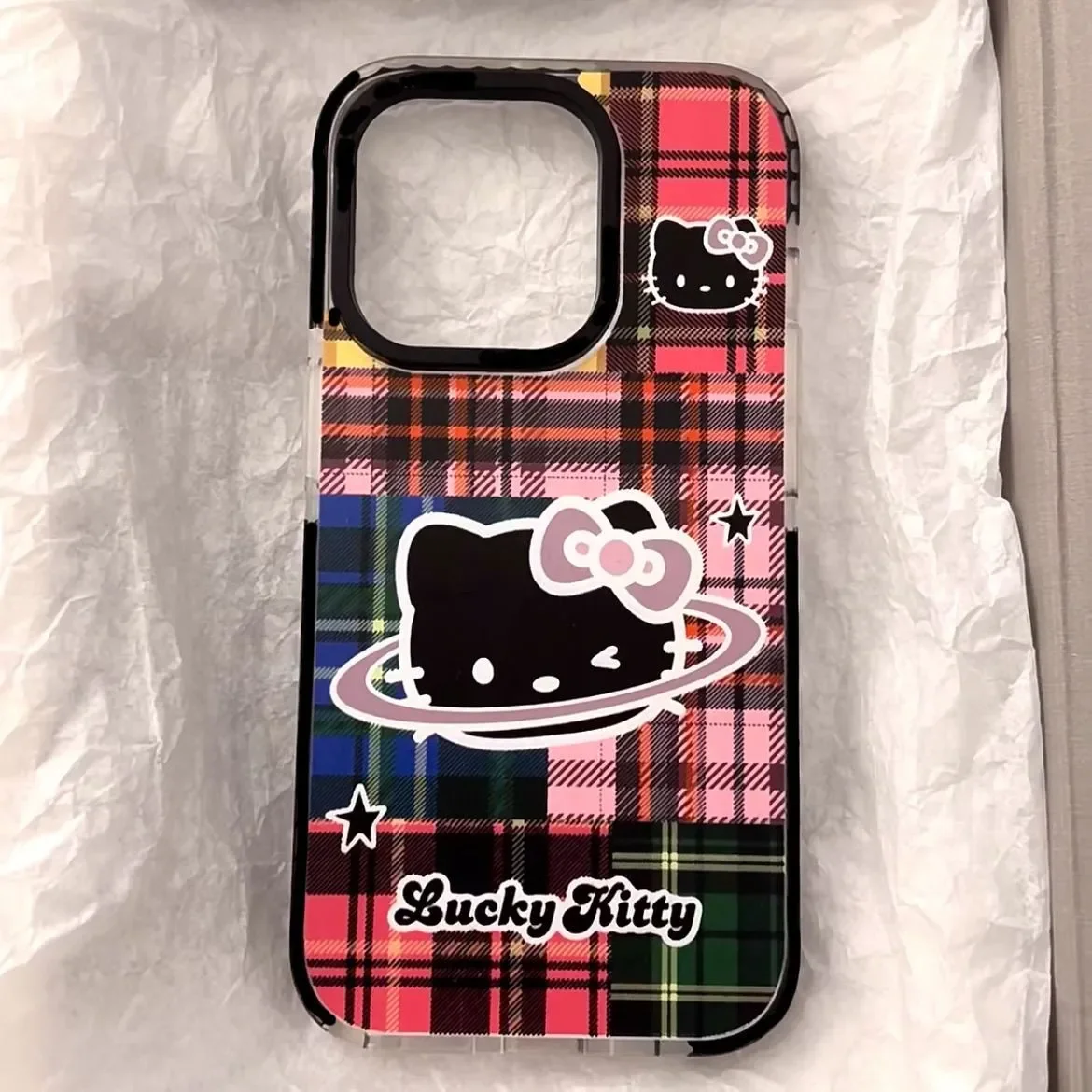 جميل مرحبا كيتي محظوظ حامل جراب هاتف آيفون 16 15 14 12 13 11 برو ماكس XR XS ماكس 7 8 زائد صغير Kawaii Y2K لطيف الغطاء الخلفي
