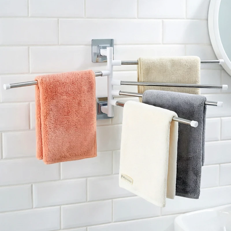 1Pc Home Towel Rack, Towel Rod, Space-Saving Wall-Mounted Rack Anti-Swing Hook Suitable For Bathroom And Kitchen