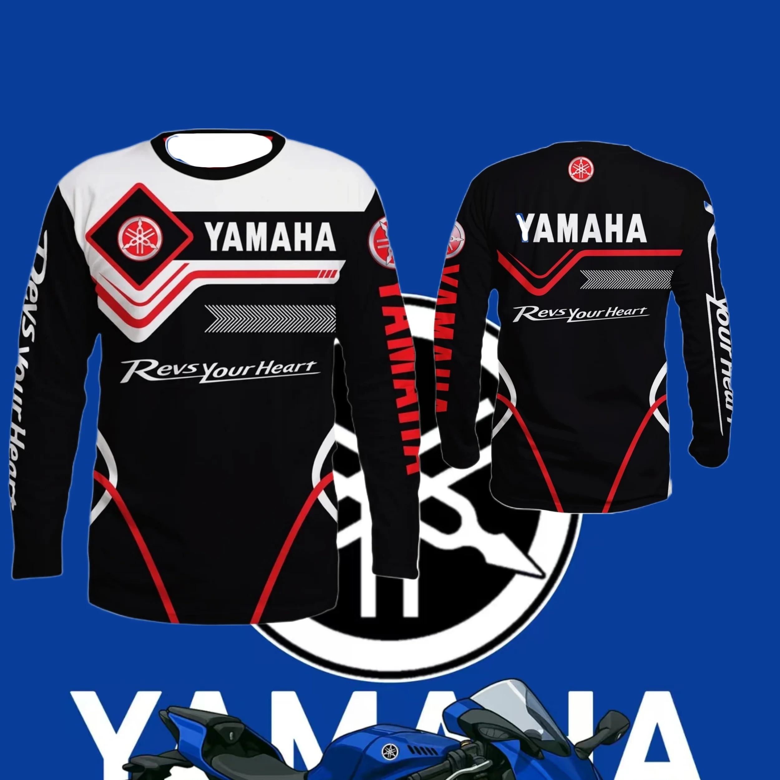 

25/26 New Popular Yamaha Long Sleeve T-shirt Spring and Autumn Motorcycle Fans Team Uniform Adult and Children's Same T-shirt