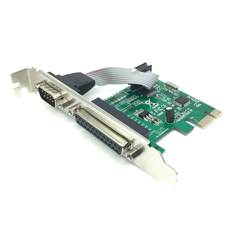 AX99100 1P1S RS232 Serial Parallel Port DB25 25Pin PCIE Riser Card PCI-E Extension Converter