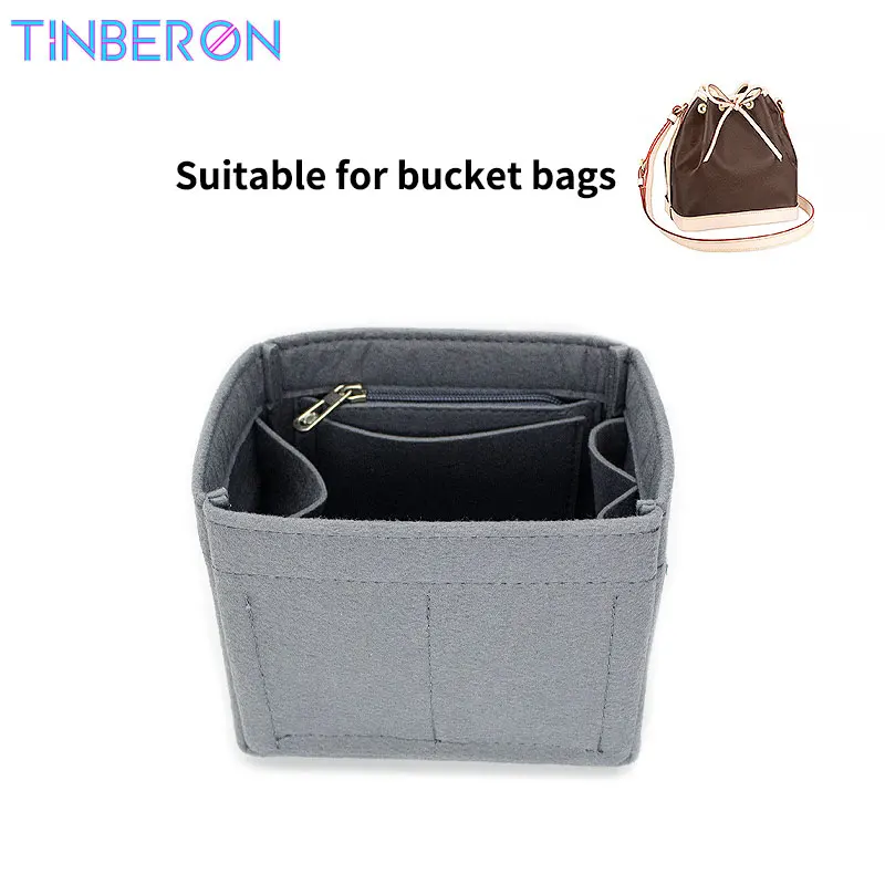 

TINBERON Women Cosmetic Makeup Bag Insert Organizers Felt Cloth Bag Liner Fits For Luxury Bucket Bag Organize Box Cosmetic Bag