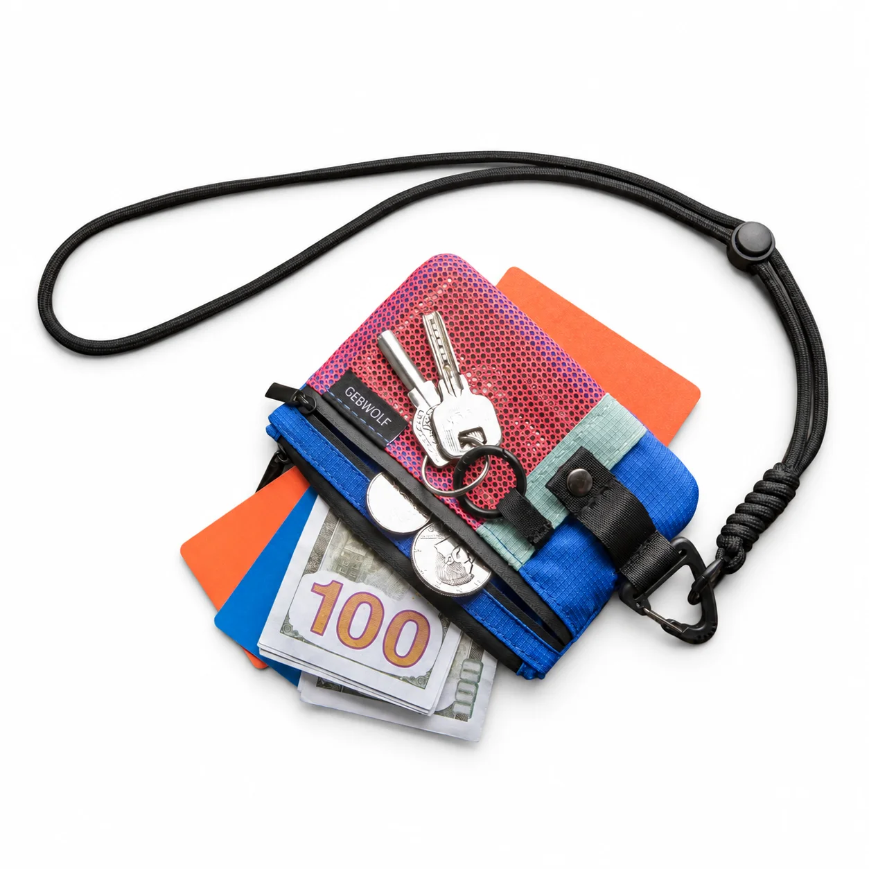 Small Minimalist Wallet for Women Men RFID Blocking, Zipper Coin Pouch with ID Window and Keychain Travel Lanyard Wallet image 5