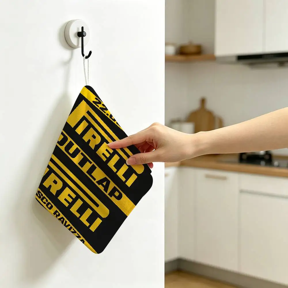 Pirel-lis Tires Oxford Hanging Style Hand Wiping Towel, Polyester Cotton, Anti-fade for Indoor Kitchen Living Room