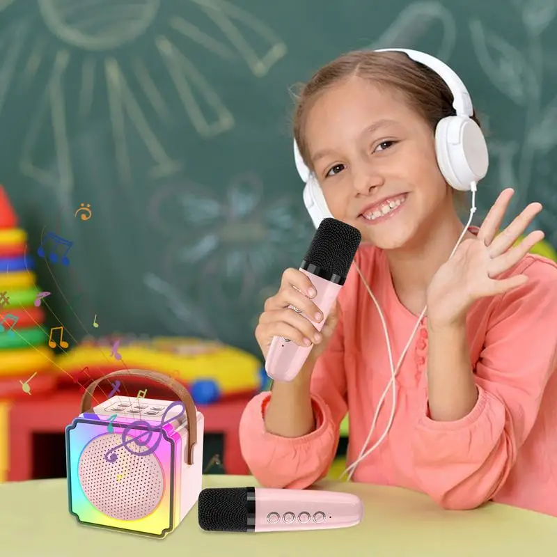 Microphone For Singing Kids Karaoke Machine Microphone With Speaker Karaoke Mic 4 Voice Portable For All Smartphones For Kids &