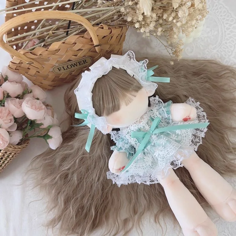 10cm Cotton doll clothes 15cm 20cm 40cm cyan doll dress head bandeau free shipping