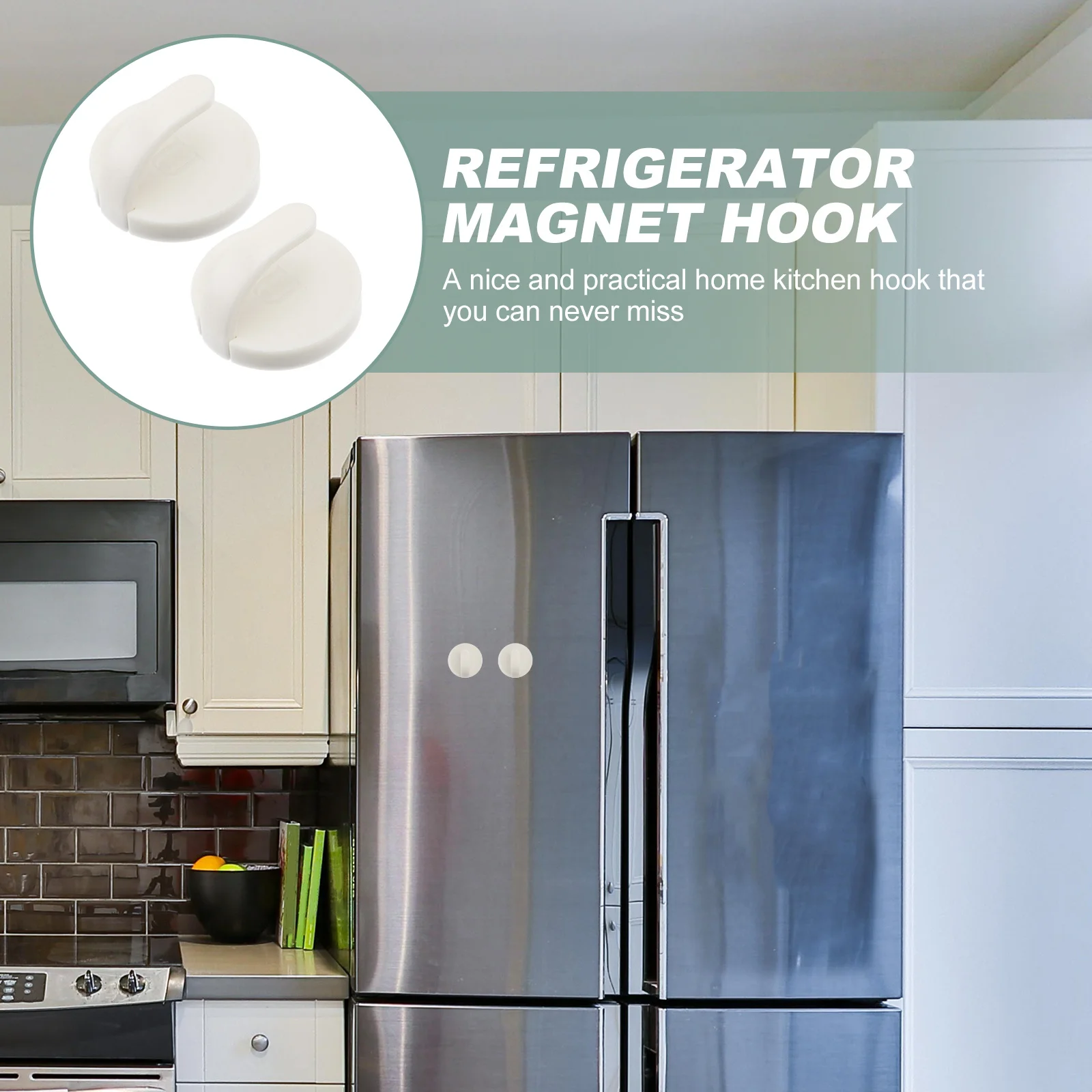 

2Pcs Refrigerator Magnet Hook White Decorative Kitchen Hooks Strong Hold Adhesive Mount for Bath Towels Coats and Accessories