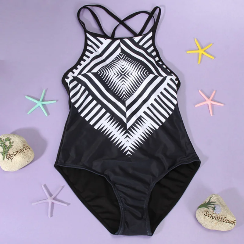 Specialized in swimwear Geometric plus-size one-piece swimsuit wholesale, body-shaping and comfortable