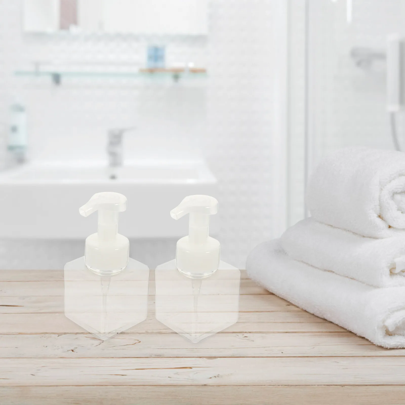 

5Pcs Plastic Pump Bottles Clear Foaming Dispenser Press Pump Lotion Shampoo Bottles Refillable for Bathroom Shower