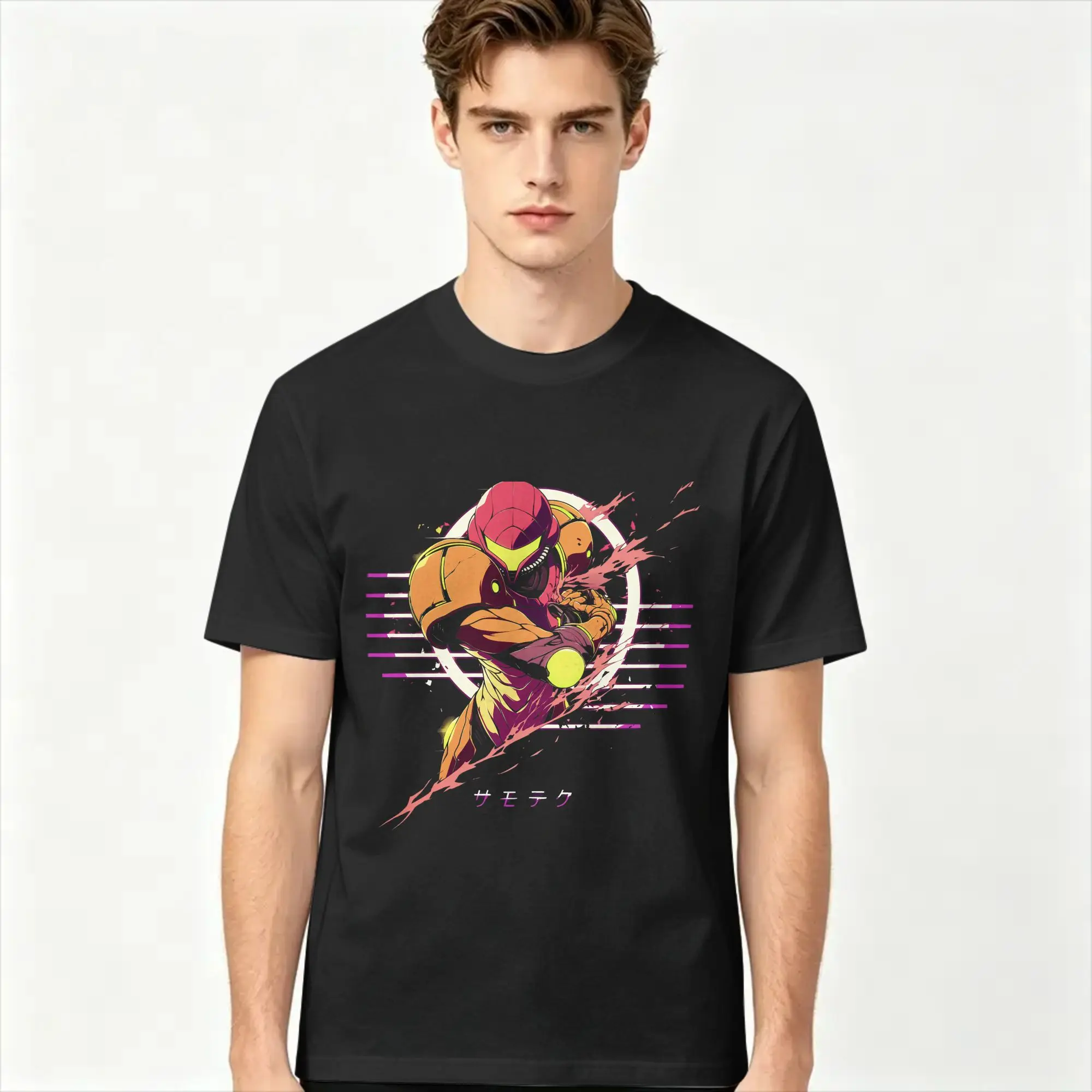Metroids Hero Game Samus Men T Shirts  Novelty Tees Short Sleeve O Neck T-Shirts Cotton 4XL 5XL Clothing