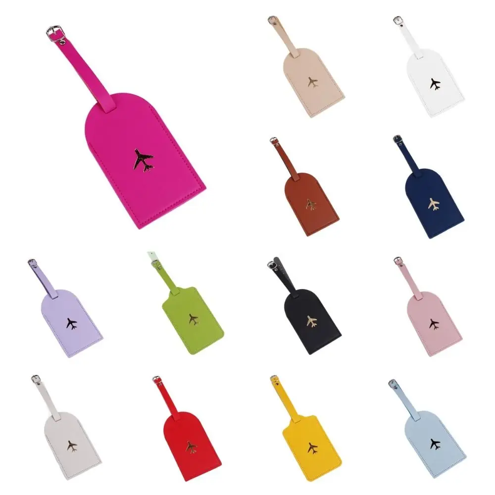 

Airplane Suitcase Tag PU Luggage Tag Travel Accessories Colorful Baggage Name Tags Address Label Aircraft Consignment Card Tag