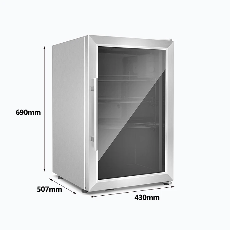 66L Home Beverage Drink Cooler Compressor Mini Bar Fridge Single Glass Door Mini Refrigerator