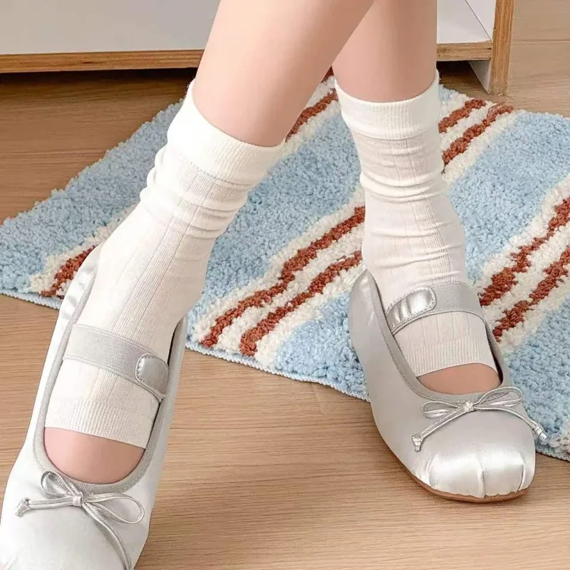 

New White Open-toe Stirrup Socks Women's Half-Sole Leg Covers Summer Ballet Style JK Lolita Breathable Comfortable Pile-up Socks