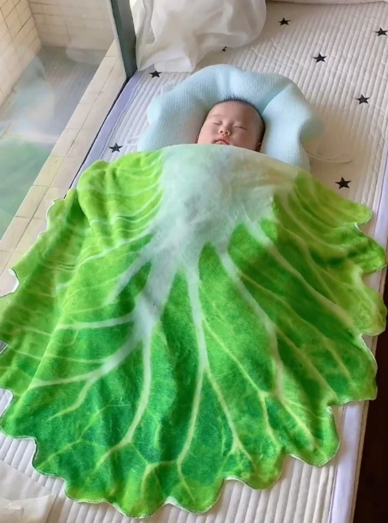2025 Funny Flannel Blanket Realistic Cabbage Blankets Soft Plush Round Throw Blanket for BedCouch or Travel