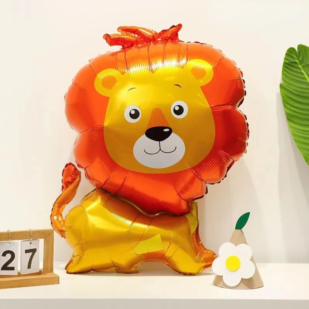 بالون حيوانات كرتونية على شكل فيل قرد ليوبارد أسد على شكل بالون من الألومنيوم لتزيين مشهد حفلة عيد الميلاد في الغابة