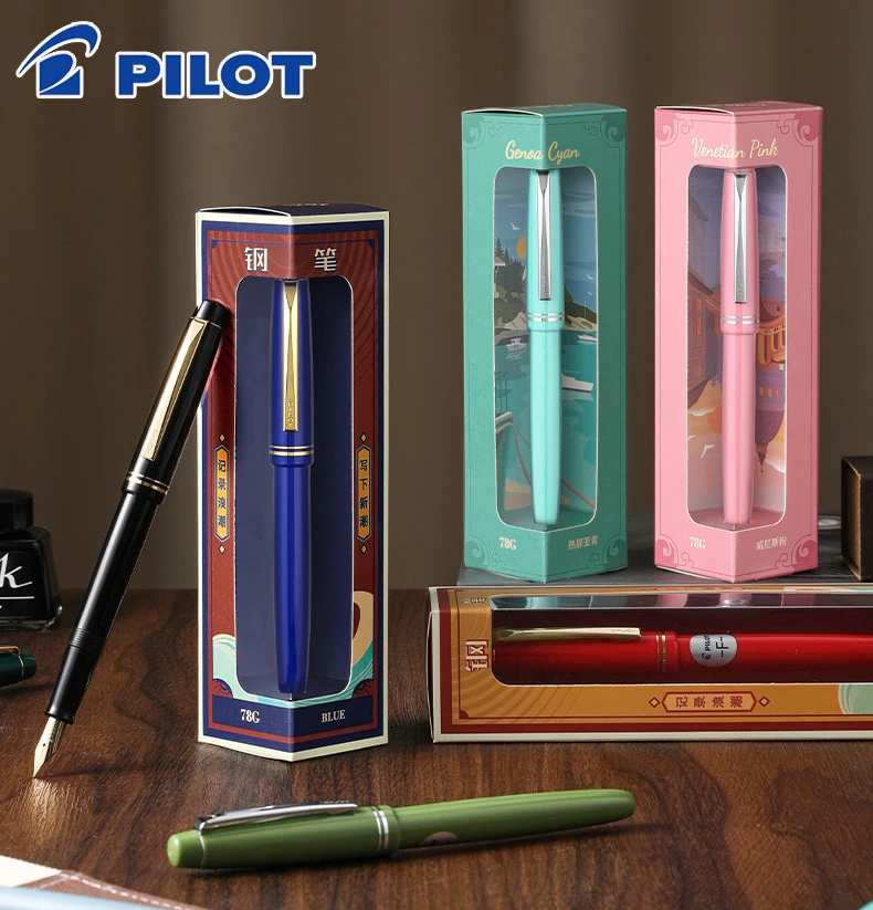 Original Japan Pilot Füllfederhalter 78G/78G+Geschenkset Gold F-Spitze zum Schreiben von Studenten Erwachsenen inklusive Tintenabsorber Bürozubehör – Detail 1