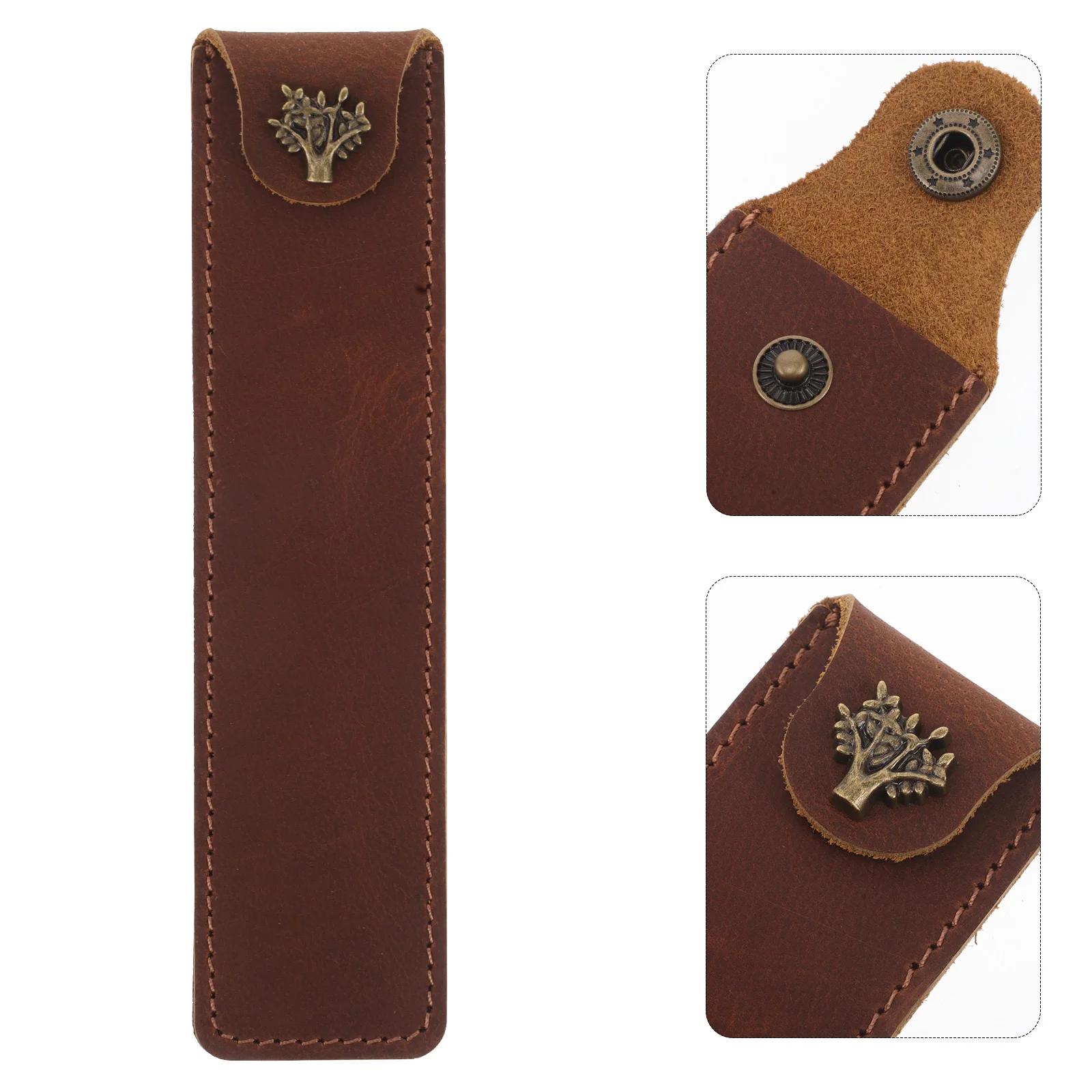 

2 Pcs Pencil Case Holder and Organizer Single Storage Brown Sleeve