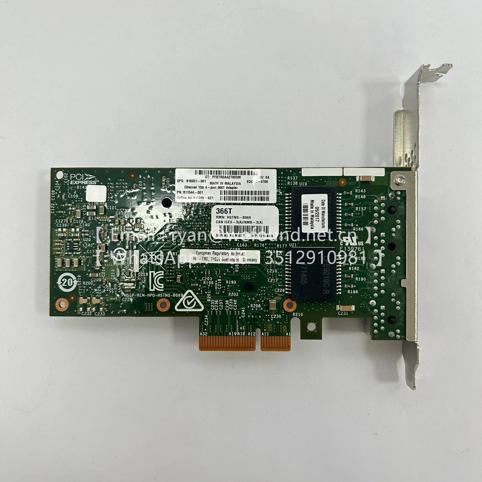811546-B21 Ethernet 1Gb 4‑port BASE‑T I350‑T4V2 366T Adapter 816551 811544-001