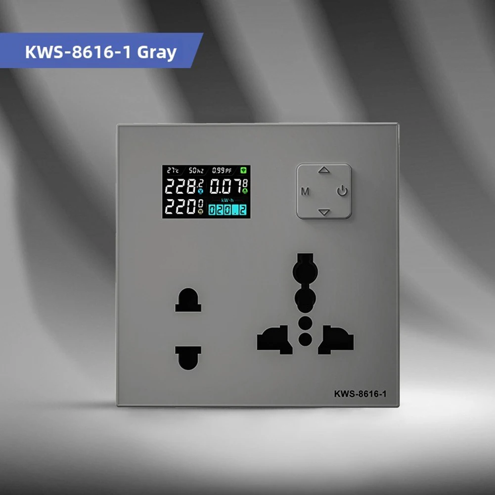 WiFi Enabled for Graffiti 86-Type Smart Socket AC85-290V 16A for Voltage Current Power Energy Temperature Measurement