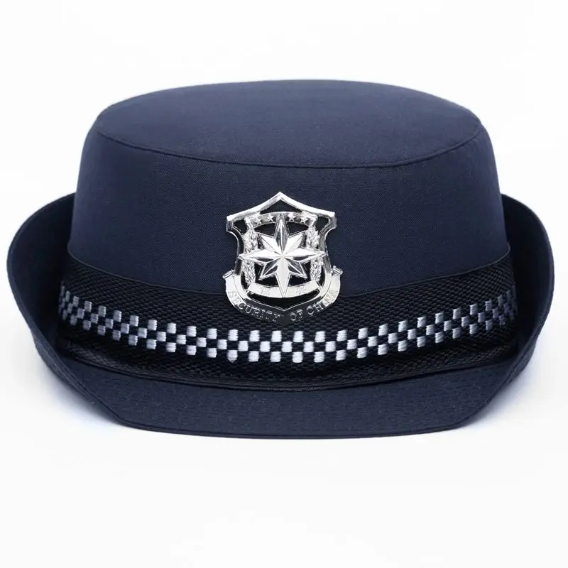 Women's rolled-up security guard hat Navy blue security cosplay hat
