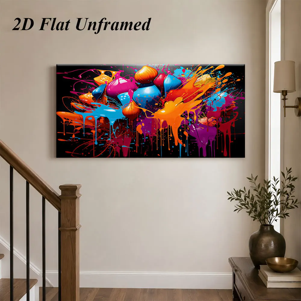 (1PC Unframe)1 modern abstract color splash frameless decorative painting, living room bedroom background wall creative decorati
