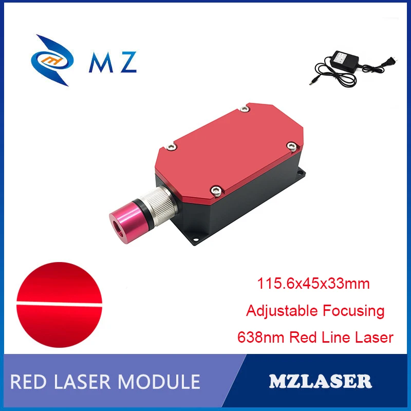 

Red Line Laser Diode Model High Stability Long Life Adjustable Focusing 638nm 500mW Glass Lens Line Laser Industrial Grade