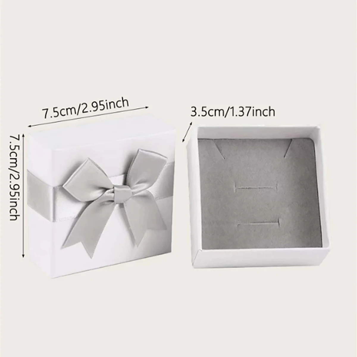 1Pc - Elegant Grey Satin Bow Jewelry Gift Box with Lid, Suitable for Jewelry Storage  Boxes of Earrings, Necklaces, and Rings