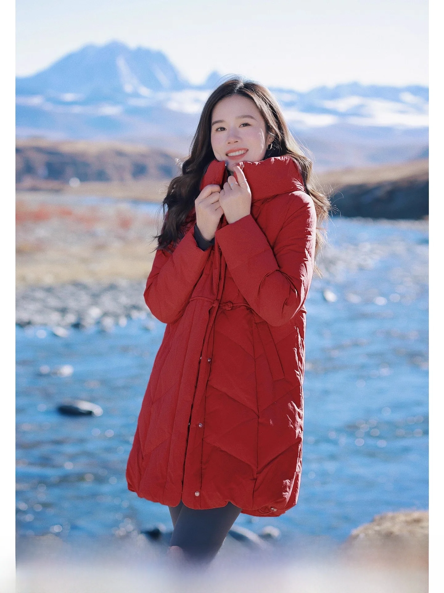 

Red Hooded down Jaet Women's Mid-Length 2025 Winter New Sle White Du Feather Outerwear Top Warm Sli Commute Sle