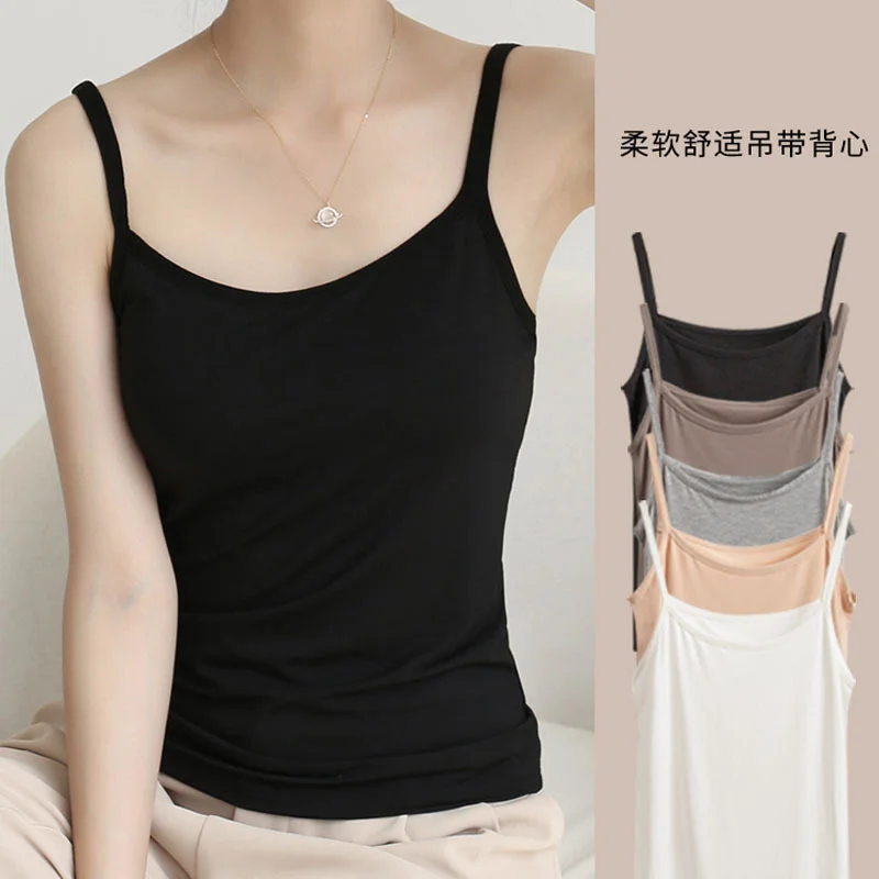 

Women Sling Vest Summer Crop Tops Girl Sexy Strap Cotton Camisoles Ladies Sleeveless Sports Yoga Fitness Base Vest Tops White