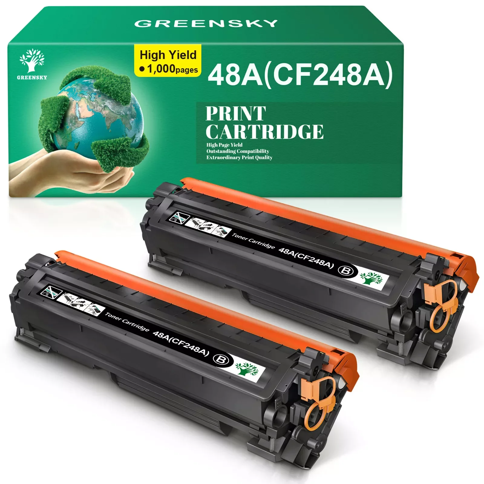 2x CF248A 48A Toner Cartridge For HP LaserJet Pro M15W M17 M29W M28W M30w M31w