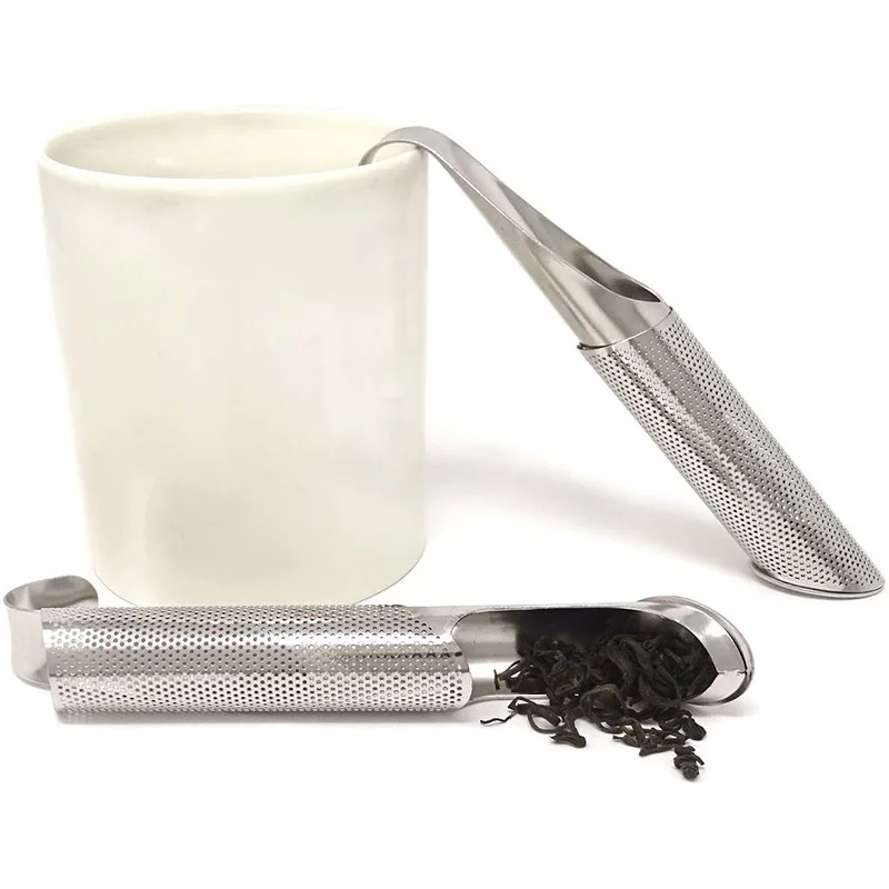 1pc Portable Home Tea Accessories Filter Stainless Steel Tea Maker Piping Design Tea Spoon Brewer Long Handle Metal Creative Cup